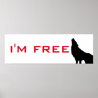 Affiche Wolf Motivation Freedom Noir & blanc