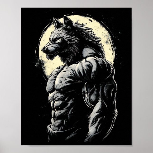 Affiche Wolf Muscles musculaires Bodybuilding Werewolf (Devant)
