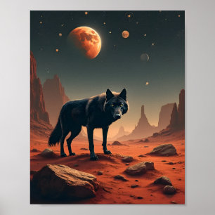 Affiche Wolf noir paysage sous mars