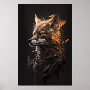Affiche Wolf Portrait Animal Nature Faune Art Peinture