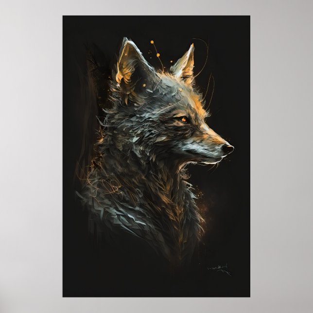 Affiche Wolf Portrait Animal Nature Faune Art Peinture (Devant)