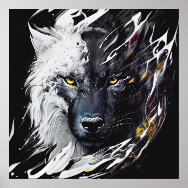 Affiche Wolf Portrait Animal Peinture Faune Aventure (Devant)