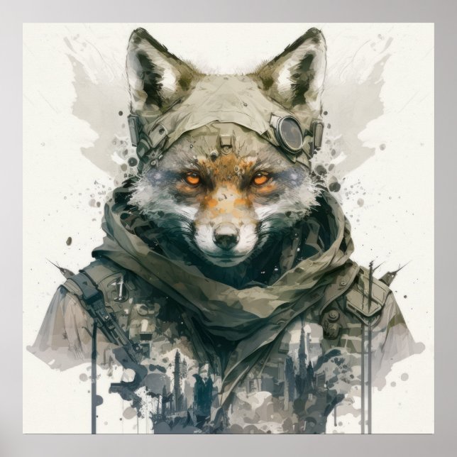 Affiche Wolf Portrait Animal Peinture Forêt faunique (Devant)