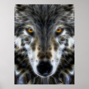 Affiche Wolf Portrait graphique inspiré