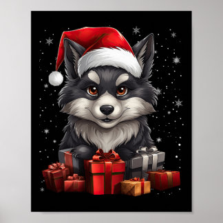 Affiche Wolf Santa Claus Casquette Noël Neige Noël Noël No