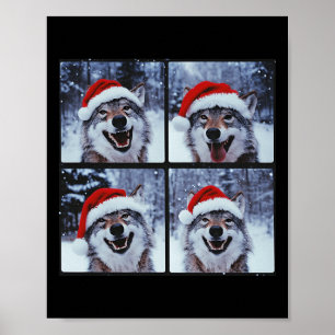 Affiche Wolf Santa Hat Animal Photographie Loup de Noël