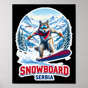 Affiche Wolf sauvage de Serbie Snowboard Aventure