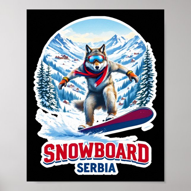 Affiche Wolf sauvage de Serbie Snowboard Aventure (Devant)