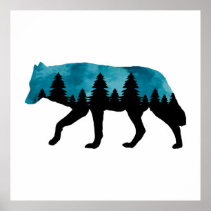 Affiche Wolf Silhouette moderne