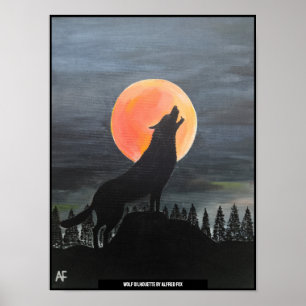 Affiche Wolf Silhouette Peinture par Alfred Fox