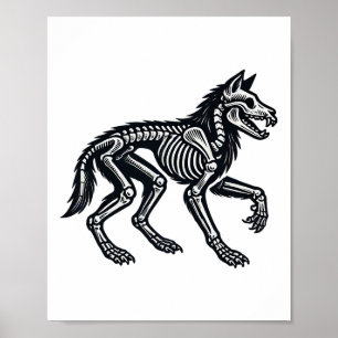 Affiche Wolf Skeleton Halloween