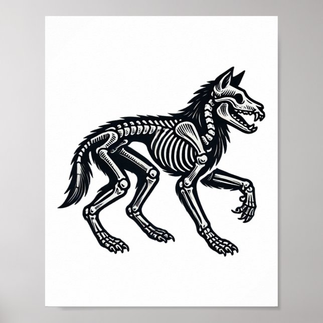 Affiche Wolf Skeleton Halloween (Devant)