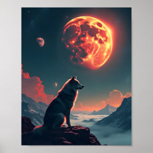 Affiche Wolf sous lune de sang