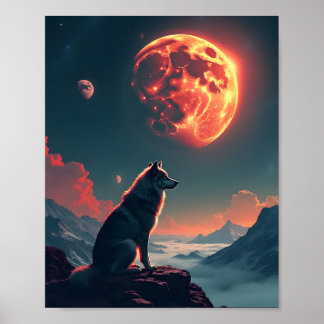 Affiche Wolf sous lune de sang
