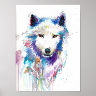 Affiche Wolf watercolor and ink print