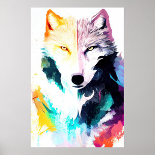 Affiche Wolf Wild Nature Animal Couleur Art Peinture