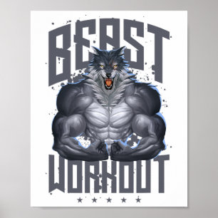 Affiche Wolf Workout Beast Fitness Fitness Bodybuilding Mu