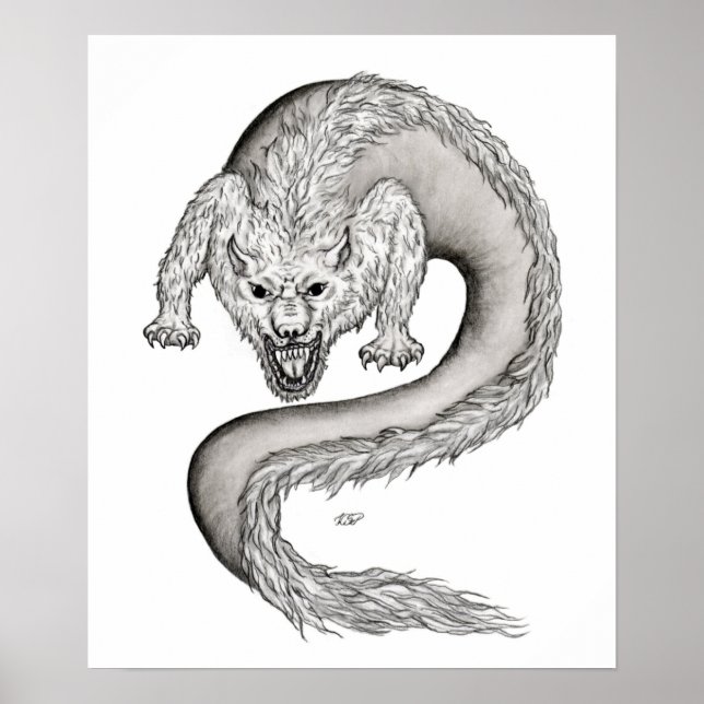 Affiche Wolfdragon design noir et blanc (Devant)