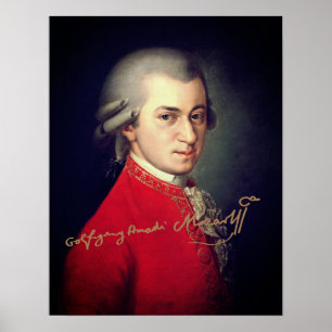 Affiche Wolfgang Amadeus Mozart 1819 with signature