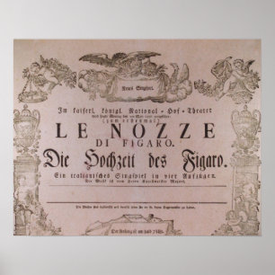 Affiche Wolfgang Amadeus Mozart Oper Le nozze di Figaro