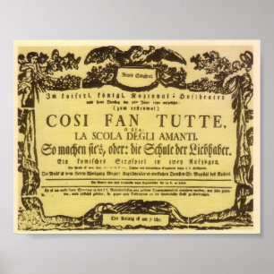 Affiche Wolfgang Amadeus Mozart Opéra - Cosi fan tutte