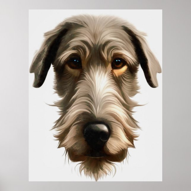 Affiche Wolfhound Irlandais Peinture de portraits pour ani (Devant)