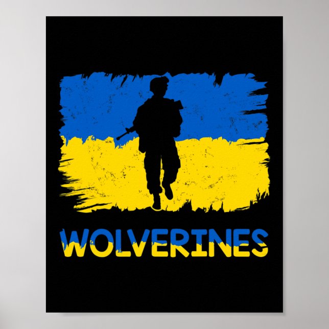 Affiche Wolverines soutiennent l'Ukraine Soutenez l'Ukrain (Devant)