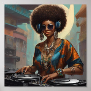 Affiche woman afro dj