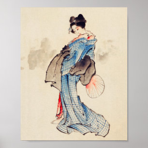 Affiche Woman Full-Length Portrait by Katsushika Hokusai