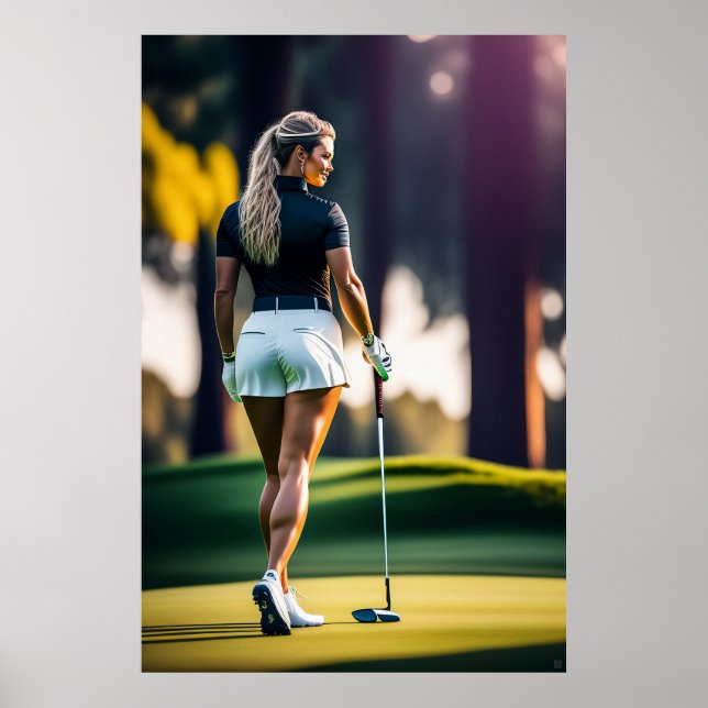 Affiche Woman Golfer - Art en toile Imprimer (Devant)