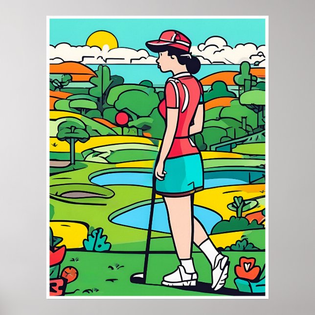 Affiche Woman Golfer- Golf Art Imprimer (Devant)