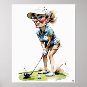 Affiche Woman Golfer - Golf Art Imprimer