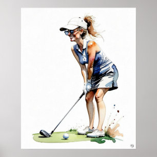 Affiche Woman Golfer - Golf Art Imprimer