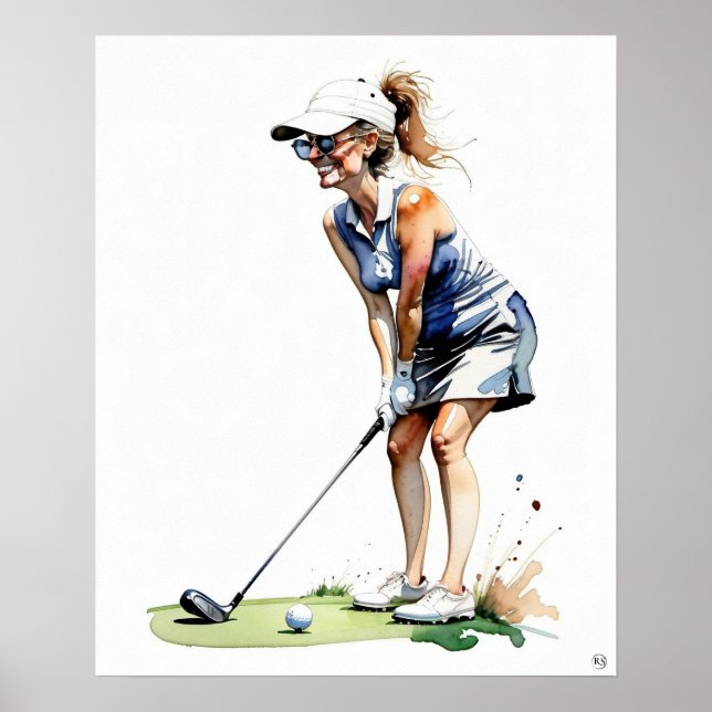 Affiche Woman Golfer - Golf Art Imprimer (Devant)