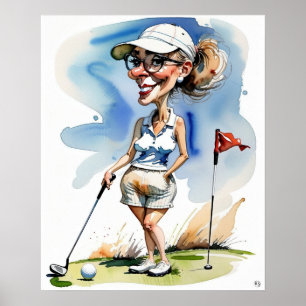 Affiche Woman Golfer - Golf Art Imprimer
