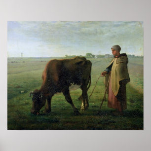 Affiche Woman Grazing her Cow, 1858