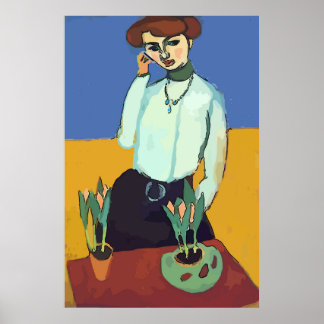 Affiche Woman on Cell Phone Matisse Style