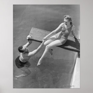 Affiche Woman on diving board