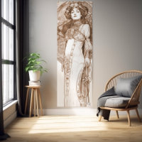 Woman Red Crayon Study Alphonse Mucha Art Nouveau