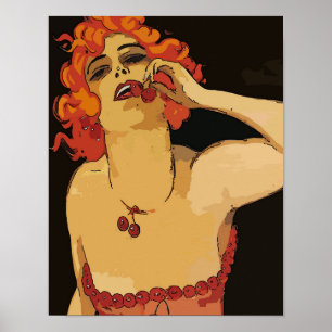 Affiche Woman with Cherries, Vintage