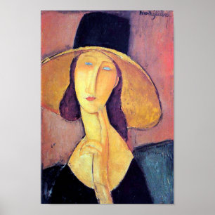 Affiche Woman with Large Hat, Modigliani