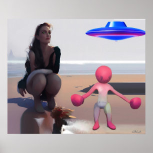 Affiche Wombo contre le personnage de l'art bleu Alpha VII