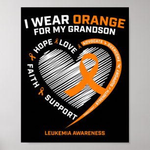 Affiche Women Men I Wear Orange For My Grandson Leukemia