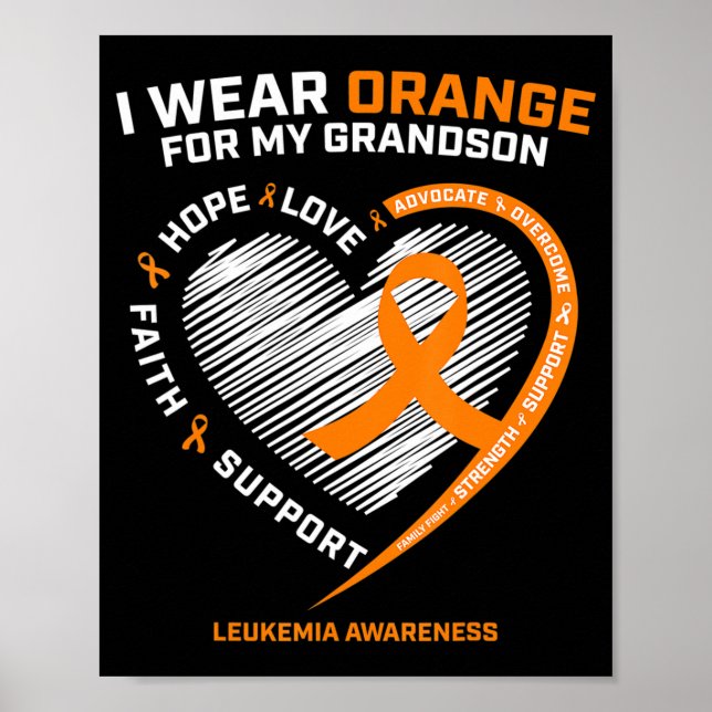 Affiche Women Men I Wear Orange For My Grandson Leukemia (Devant)