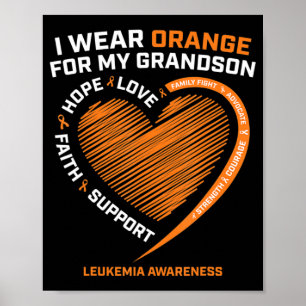 Affiche Women Men I Wear Orange For My Grandson Leukemia