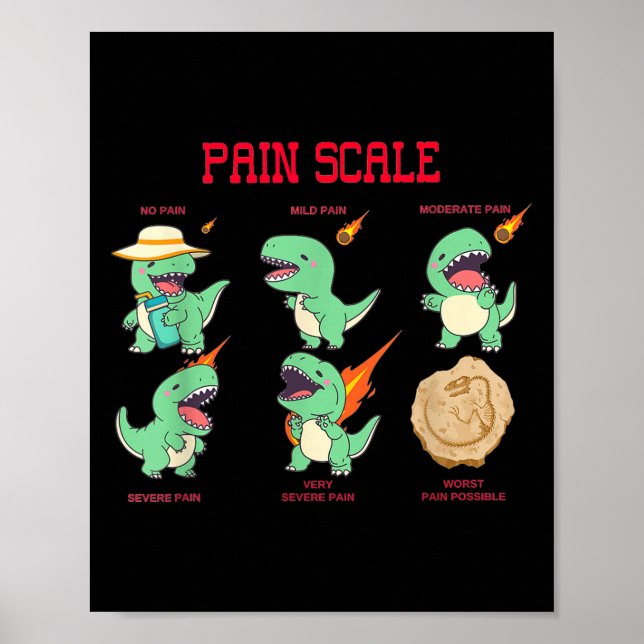 Affiche Women Nurse Pain Scale Pain Essment Funny Dinosaur (Devant)