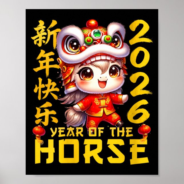 Affiche Womens Chinese New Year Clothing Red Horse Year Of (Devant)