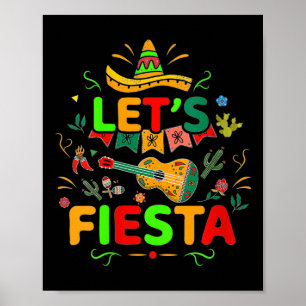 Affiche Womens Cinco De Mayo Guitare Mexicaine Cactus Lit