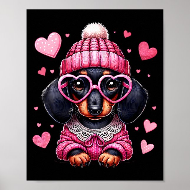 Affiche Women's Cute Dachshund Valentines Heart Dog Lover  (Devant)