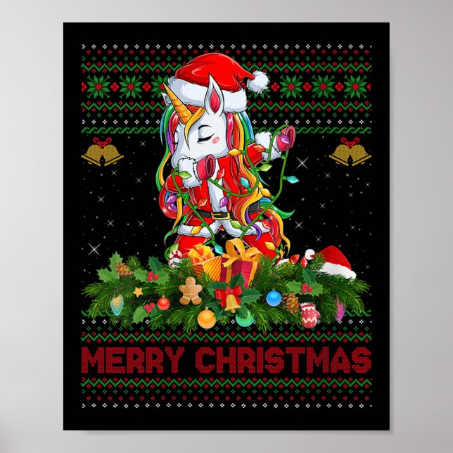 Affiche Womens Dabbing Unicorn Ugly Christmas Sweaters Fun (Devant)